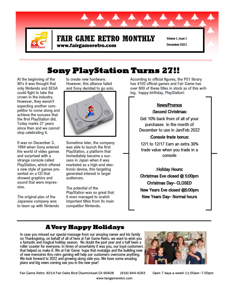 Fair Game Retro Monthly - December 2021 Fair Game Video Games