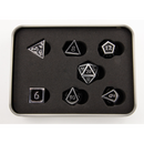 Black Shadow Set of 7 Metal Polyhedral Dice with Silver Numbers