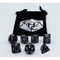 Blue Set of 7 Dark Nebula Polyhedral Dice with Silver Numbers