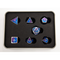 Blue/Purple Set of 7 Metal Polyhedral Dice with Silver Numbers