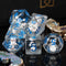 Fox - White Set of 7 Filled Polyhedral Dice with Blue Numbers