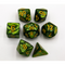 Grass Green Set of 7 Marbled Polyhedral Dice with Gold Numbers