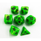 Neon Green Set of 7 Marbled Polyhedral Dice with Purple Numbers for D20 based RPG's