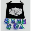 Northern Lights Set of 7 Aurora Polyhedral Dice with Silver Numbers