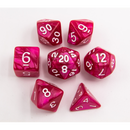 Rose Red Set of 7 Marbled Polyhedral Dice with White Numbers