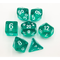 Teal Set of 7 Transparent Polyhedral Dice with White Numbers