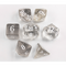 White Set of 7 Transparent Polyhedral Dice with White Numbers