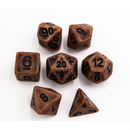 Copper Set of 7 Ancient Polyhedral Dice with Black Numbers  Fair Game Video Games